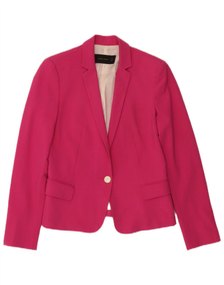 Zara Damen 1-Knopf-Blazerjacke UK 10 Small Pink Polyester