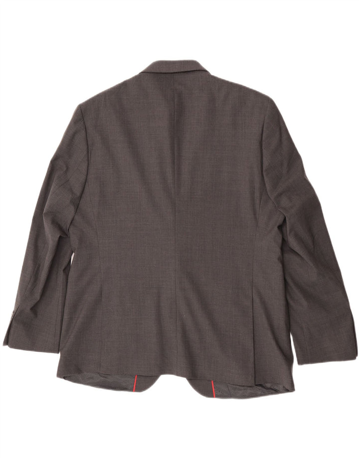 Marks & Spencer Herren-Blazer mit 2 Knöpfen, UK 44, XL, grau karierte Wolle