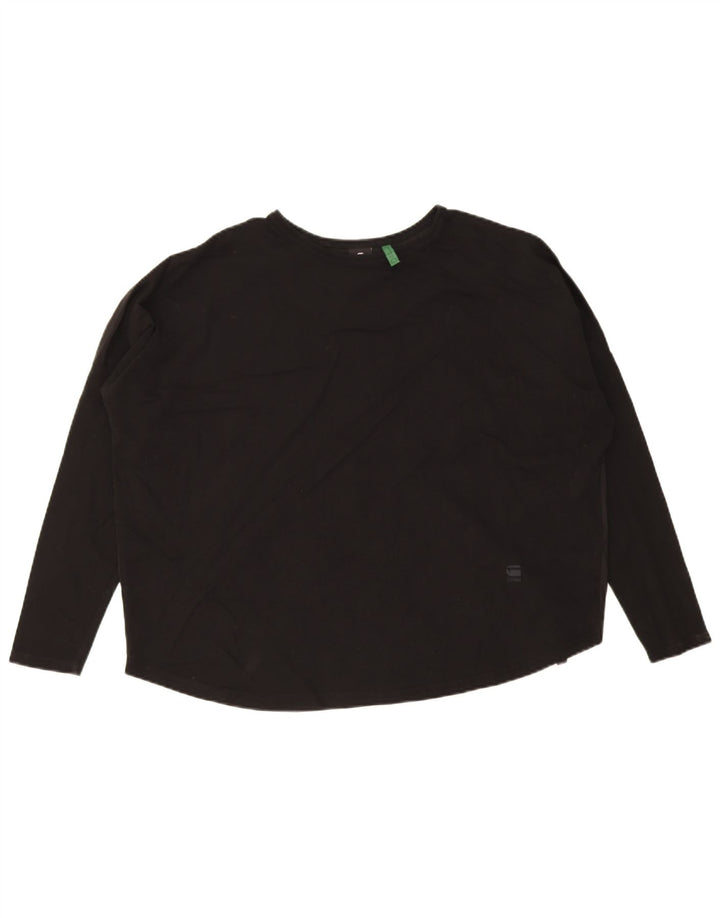 G-Star Damen Übergroßes Top Langarm UK 14 Mittelschwarze Baumwolle