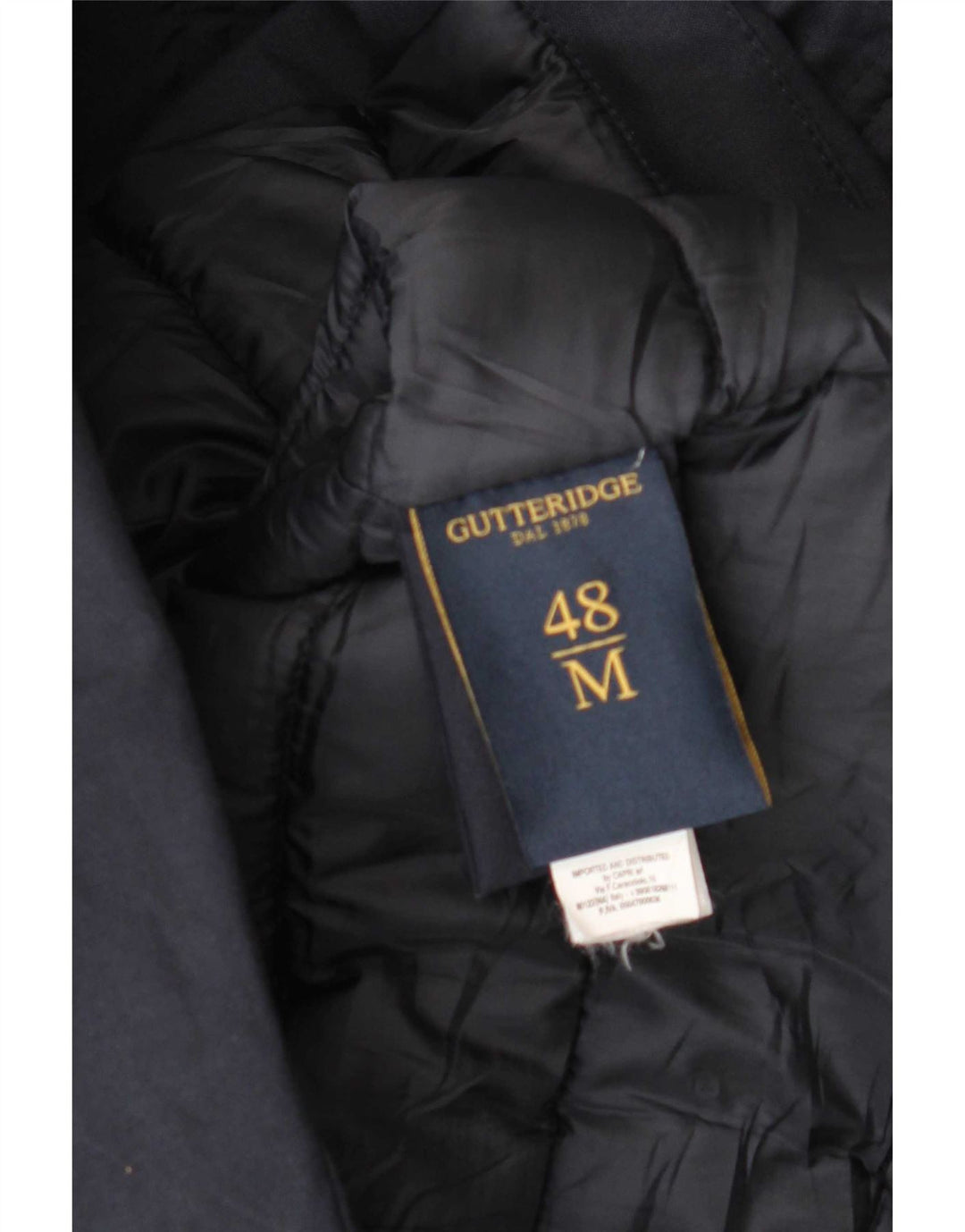 Gutteridge Wattierter Herrenmantel mit Kapuze IT 48 Mittelmarineblaues Polyester