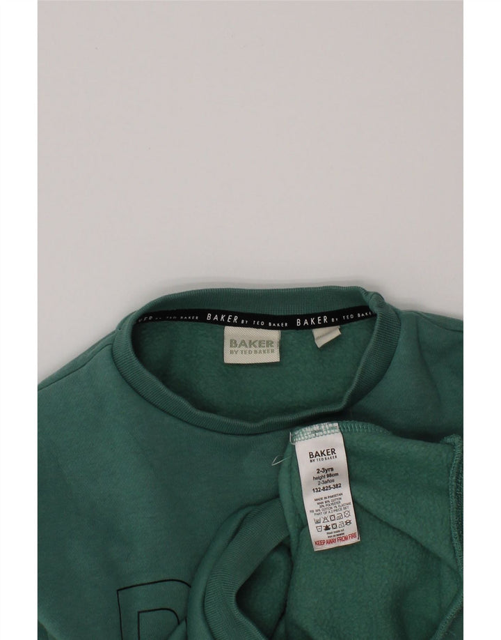 Ted Baker Jungen-Sweatshirt mit Grafik, 2–3 Jahre, grüne Baumwolle