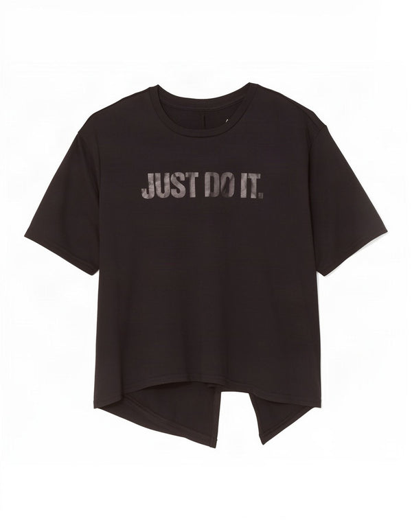 Nike Damen Dri Fit Übergroßes Grafik-T-Shirt-Oberteil UK 10 Small Schwarz