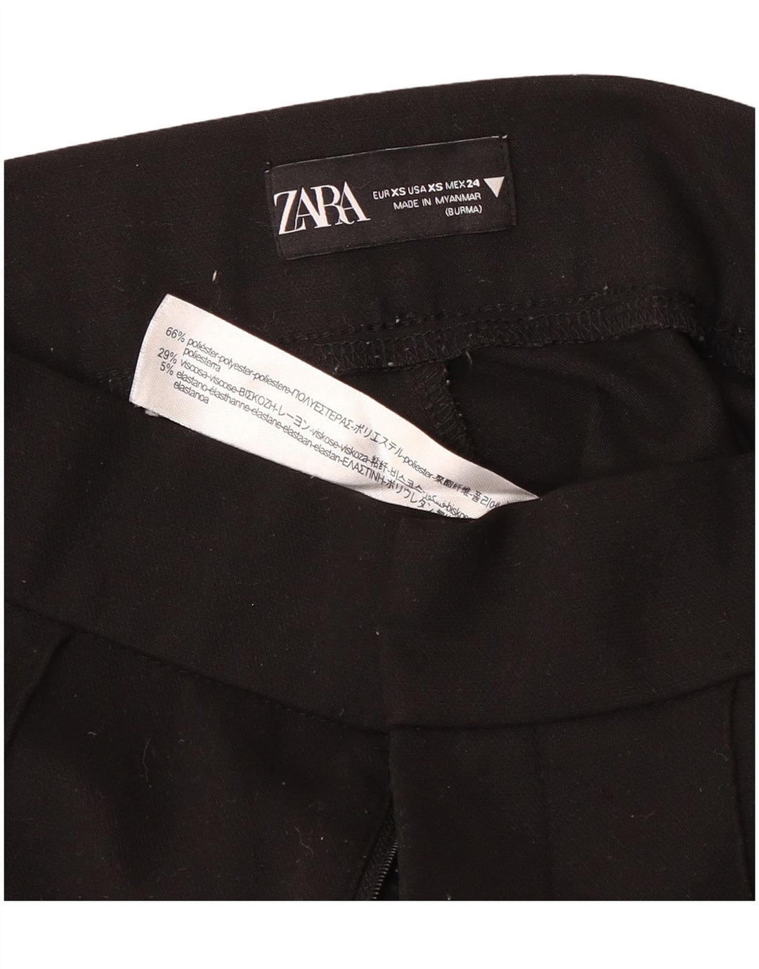 ZARA Damen Bootcut-Anzughose XS W24 L27 Schwarz Polyester