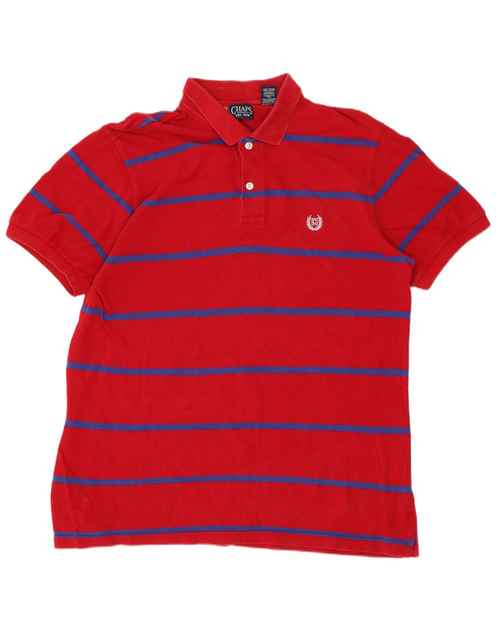 Chaps Herren-Poloshirt aus mittelroter, gestreifter Baumwolle