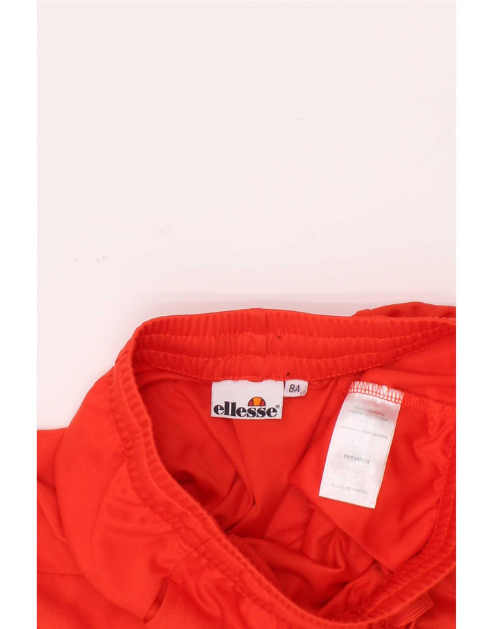 Ellesse Sportshorts für Jungen, 7–8 Jahre, orangefarbenes Farbblock-Polyester