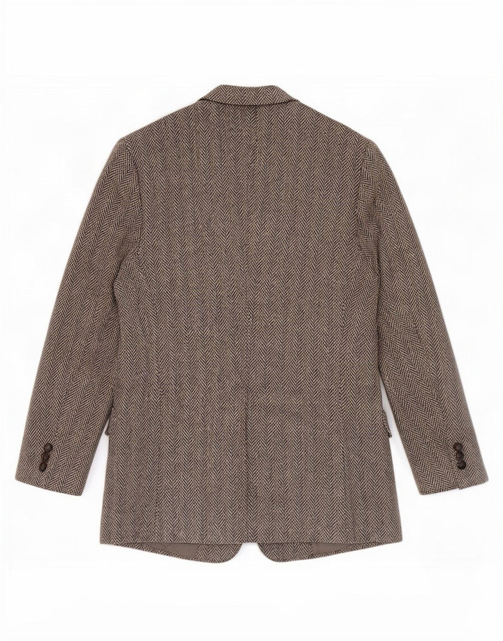Harris Tweed Herren-Blazer mit normaler Passform, UK 42, mittelgrau, Fischgrätenmuster