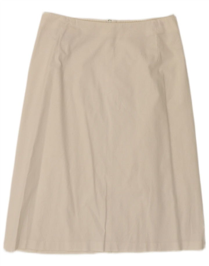 Benetton Damen-A-Linien-Rock IT 42 Medium W28 Weiße Baumwolle