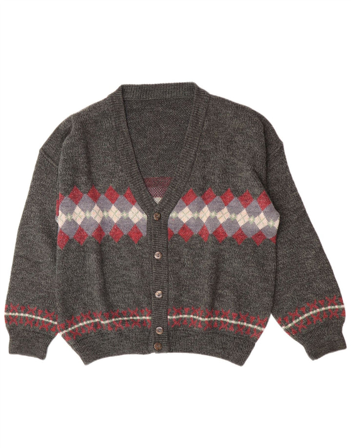 Vintage Herren Cardigan Pullover XL Grau Argyle/Diamant