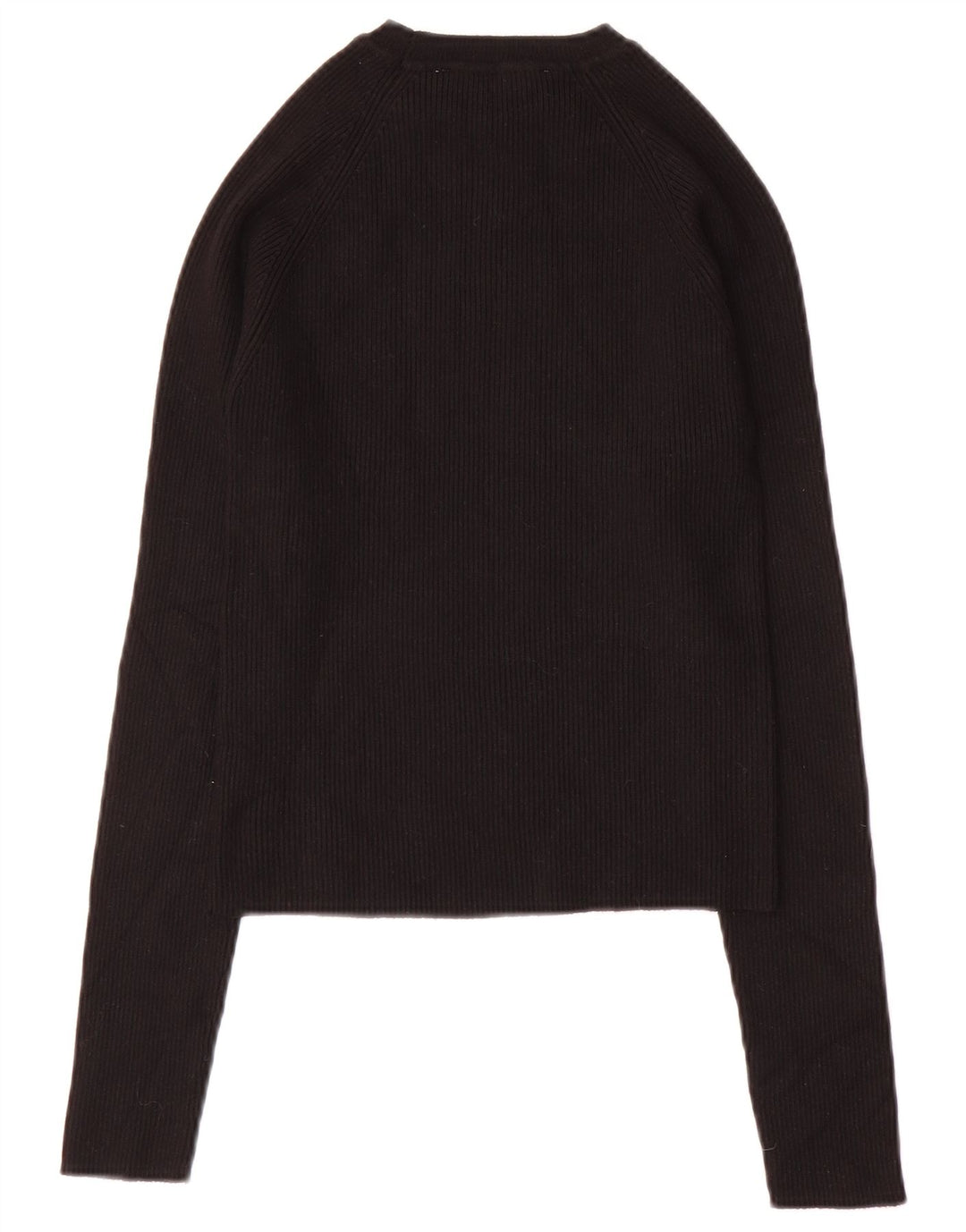 Zara Damen Crop Top Langarm UK 12 Medium Schwarz Viskose