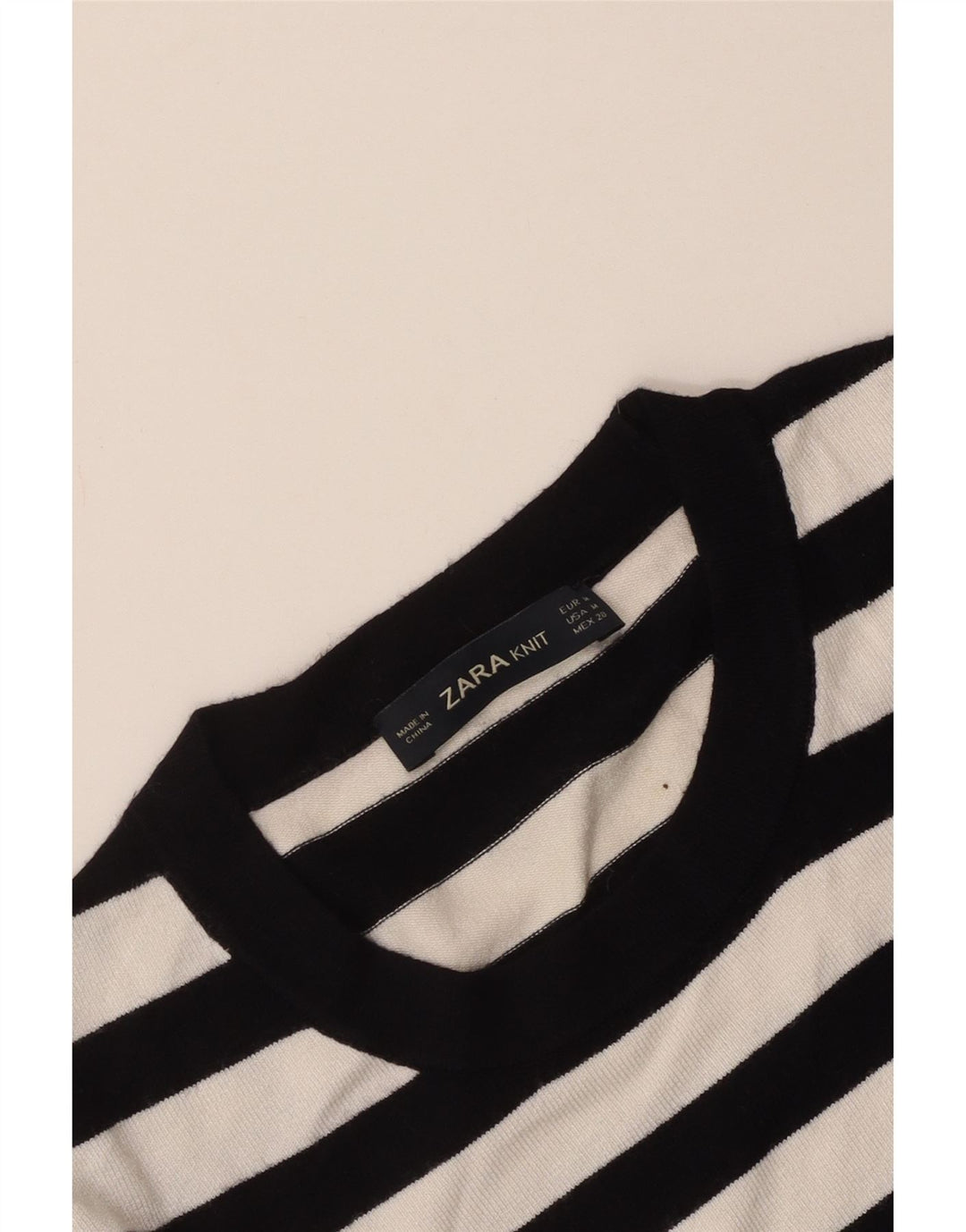 Zara Damen-Pullover mit Rundhalsausschnitt, Gr. 12, mittelschwarz gestreift