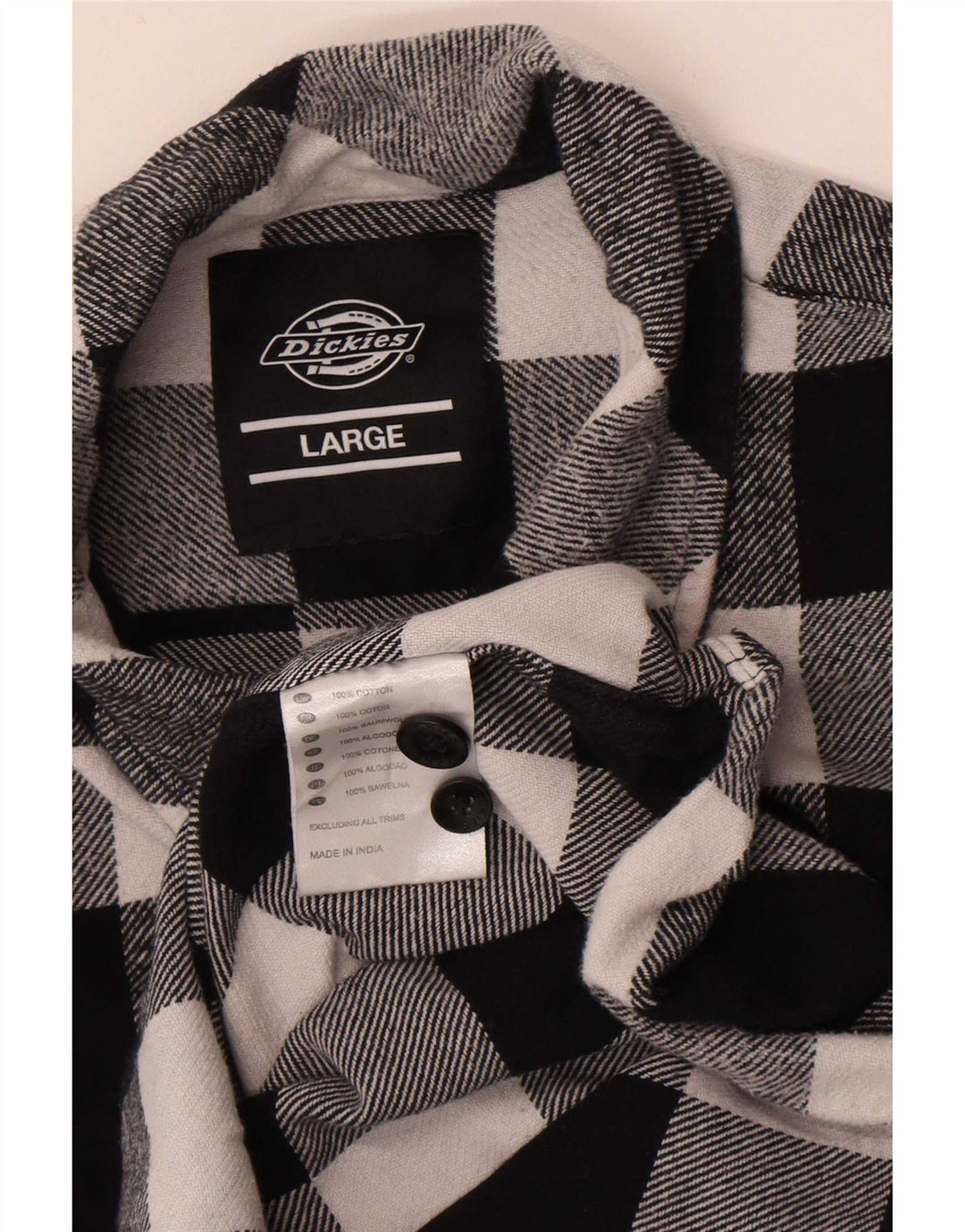 Dickies Herren-Flanellhemd, groß, schwarze Gingham-Baumwolle