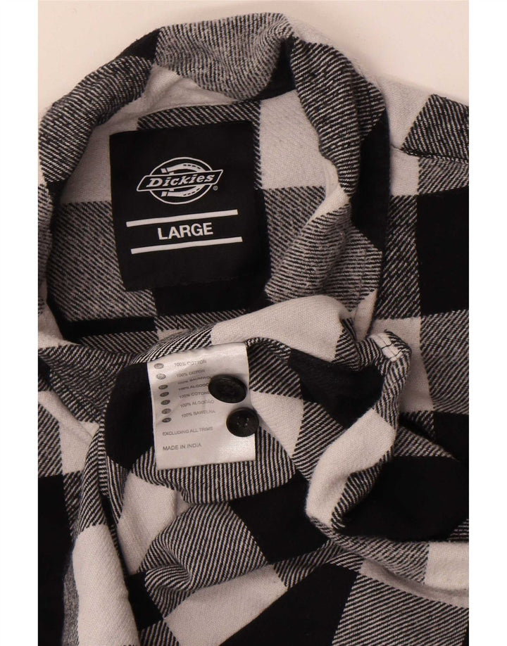 Dickies Herren-Flanellhemd, groß, schwarze Gingham-Baumwolle