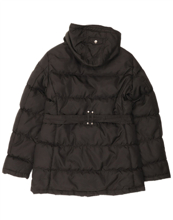 Zara Damen Kapuzenmantel, gepolstert, UK 14, mittelschwarz