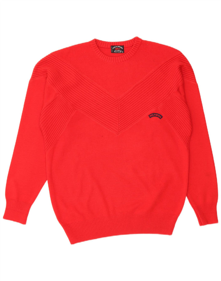 PAUL & SHARK Herren Yachting Pullover mit Rundhalsausschnitt Mittelrote Schurwolle