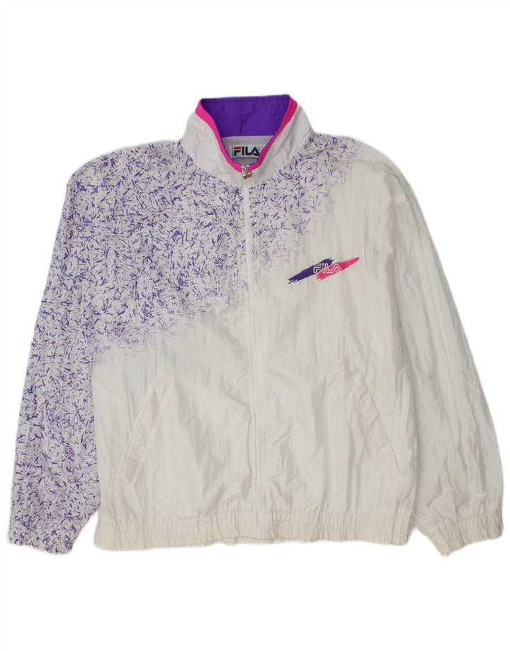 Fila Damen-Trainingsanzug-Top-Jacke IT 50 XL weiß geflecktes Polyamid
