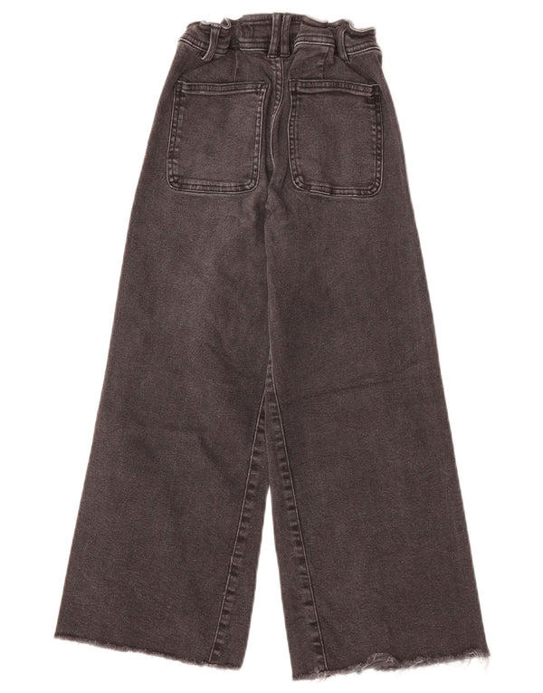 ZARA Girls High Waist Wide Leg Jeans 7-8 Years W22 L21 Black Cotton
