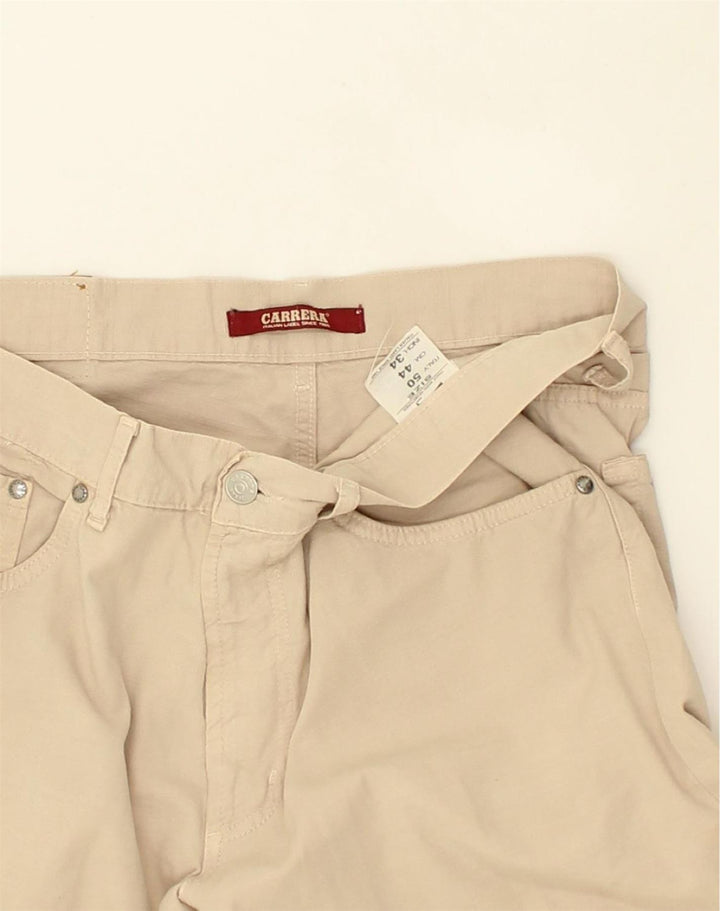 CARRERA Womens Straight Casual Trousers W34 L34 Beige Cotton | Vintage Carrera | Thrift | Second-Hand Carrera | Used Clothing | Messina Hembry 