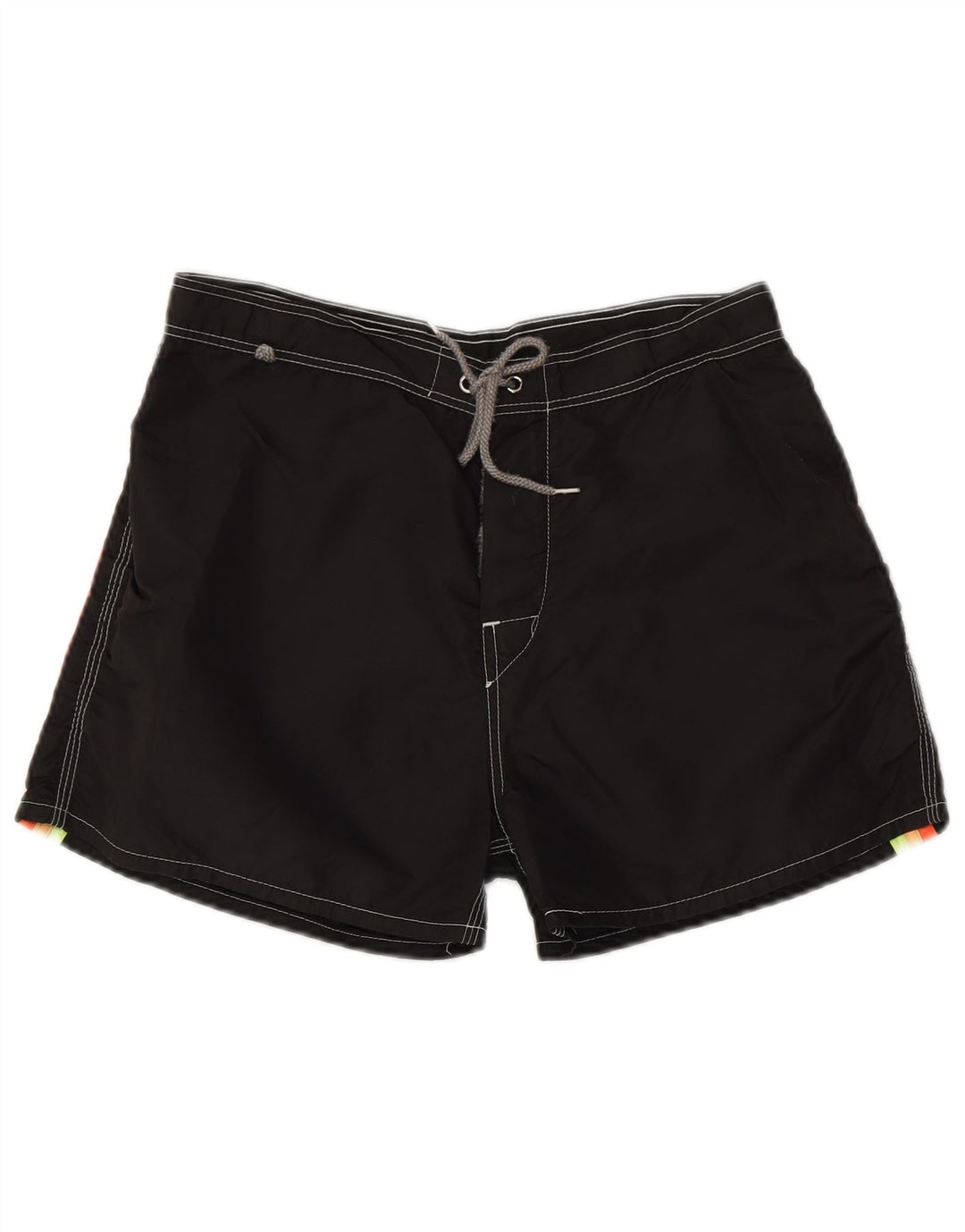 Sundek Herren-Badeshorts aus mittelschwarz gestreiftem Nylon