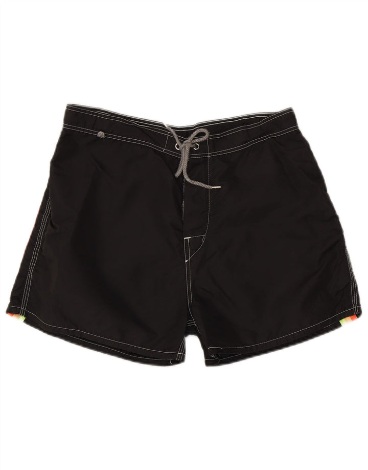 Sundek Herren-Badeshorts aus mittelschwarz gestreiftem Nylon