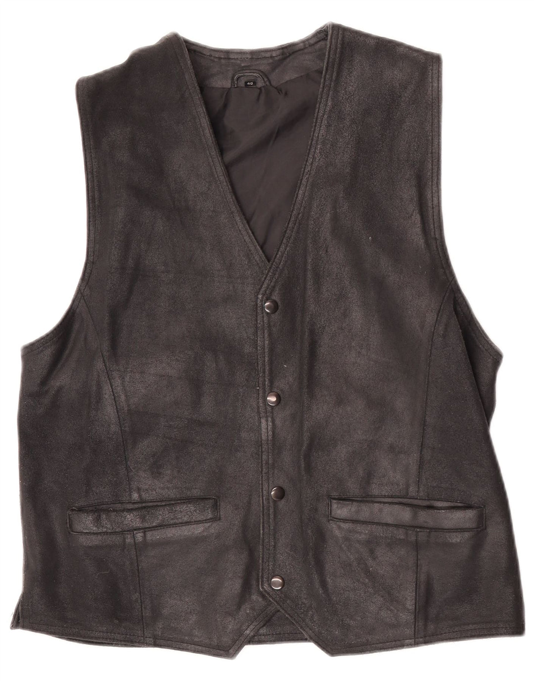 Vintage Herren Wildlederweste IT 48 Mittelschwarzes Leder