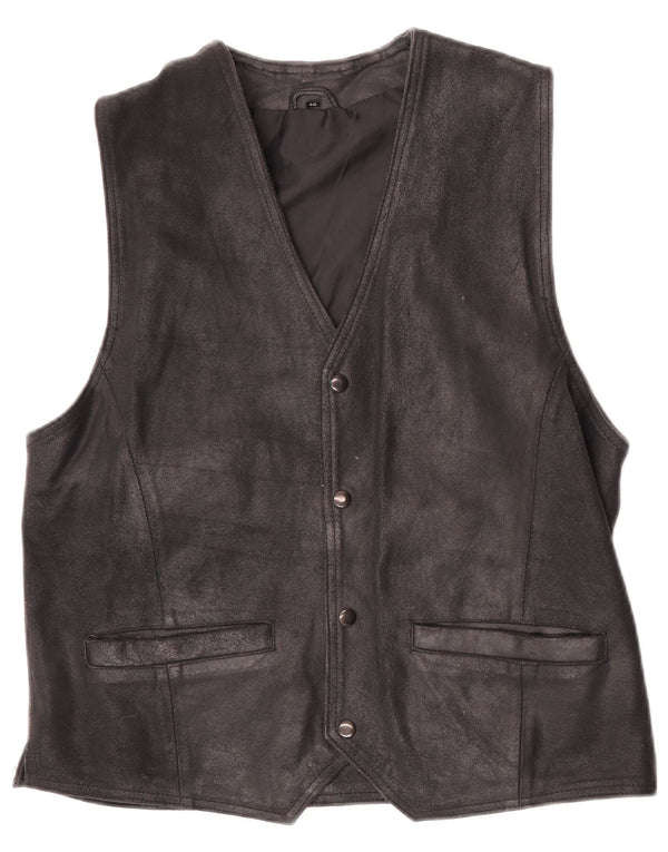Vintage Herren Wildlederweste IT 48 Mittelschwarzes Leder