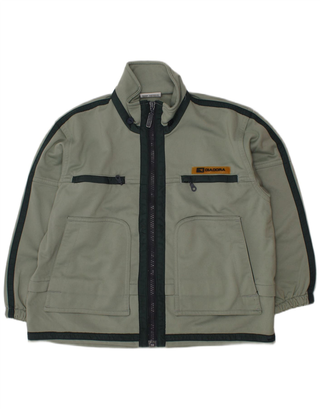 DIADORA Jungen-Trainingsanzug, Oberteil, Jacke, 5–6 Jahre, grünes Farbblock-Polyester