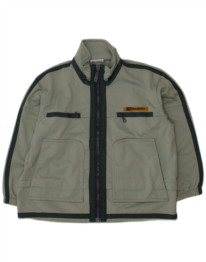 DIADORA Jungen-Trainingsanzug, Oberteil, Jacke, 5–6 Jahre, grünes Farbblock-Polyester