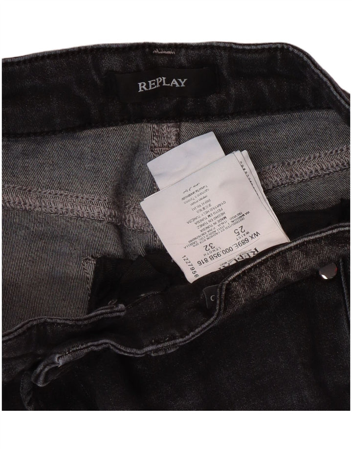 Replay Damen Super Skinny Jeans W25 L32 Graue Baumwolle