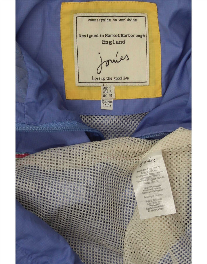 Joules Womens Hooded Oversized Rain Jacket UK 10 Small Blau Polyester