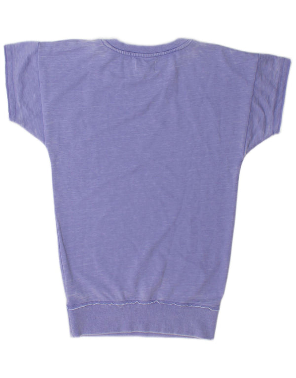 Diesel Damen Kurzarm-Tunika-Oberteil mit Grafik, UK 14, mittelviolette Baumwolle