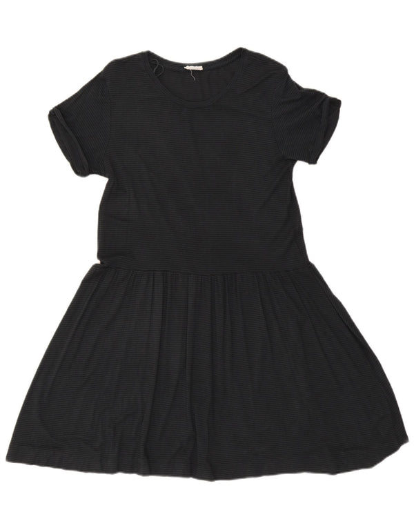 Zara Damen Trafaluc A-Linien-Kleid UK 12 Mittelgrauer Nadelstreifen