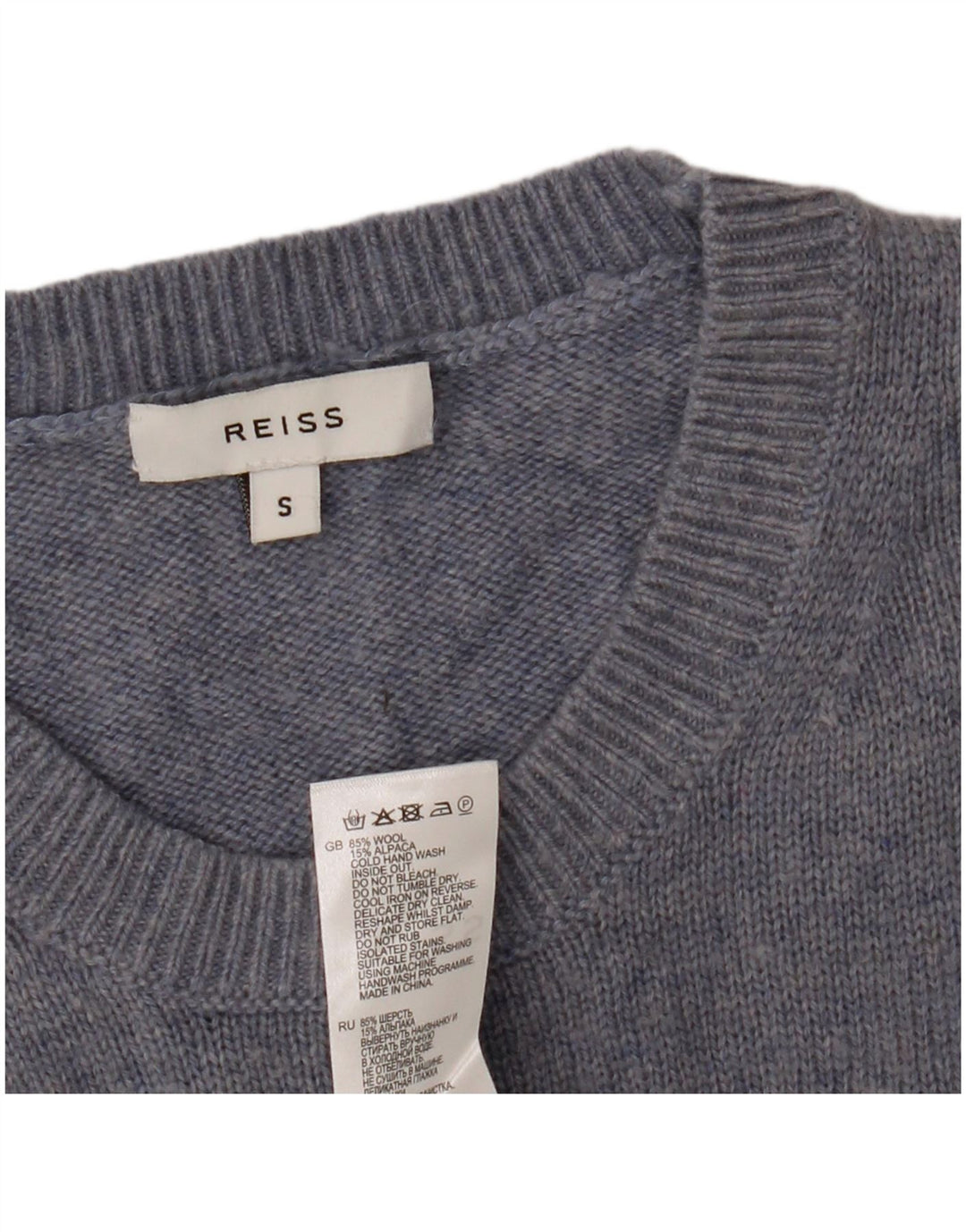 Reiss Herren-Pullover mit Rundhalsausschnitt, kleine blaue Wolle