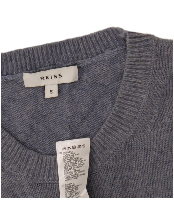 Reiss Herren-Pullover mit Rundhalsausschnitt, kleine blaue Wolle