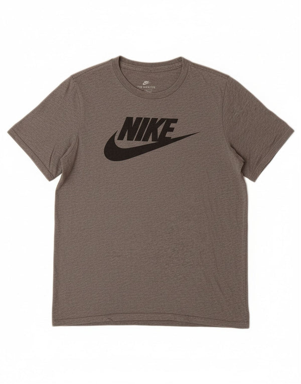 NIKE Jungen-T-Shirt mit sportlichem Schnitt und Grafik, 12–13 Jahre, Größe L, aus grauer Baumwolle