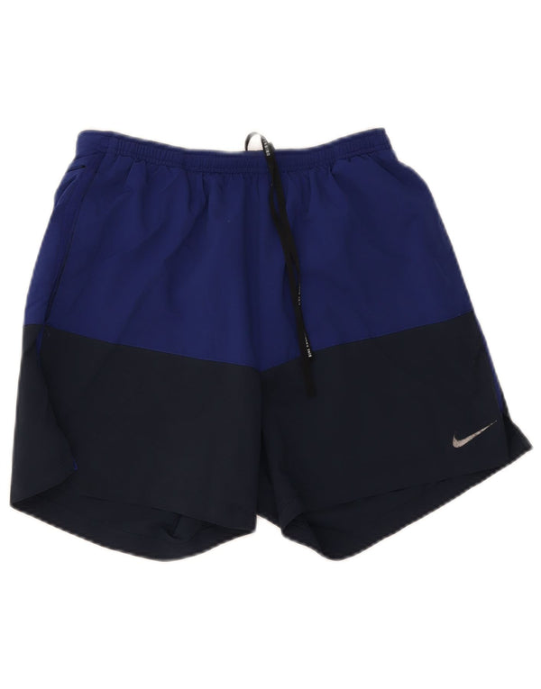 Nike Herren-Dri-Fit-Sportshorts, Mittelgroßes Marineblau-Farbblock-Polyester