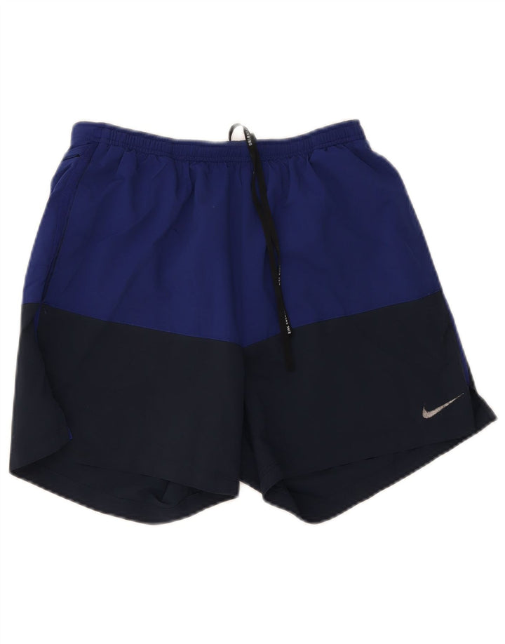 Nike Herren-Dri-Fit-Sportshorts, Mittelgroßes Marineblau-Farbblock-Polyester
