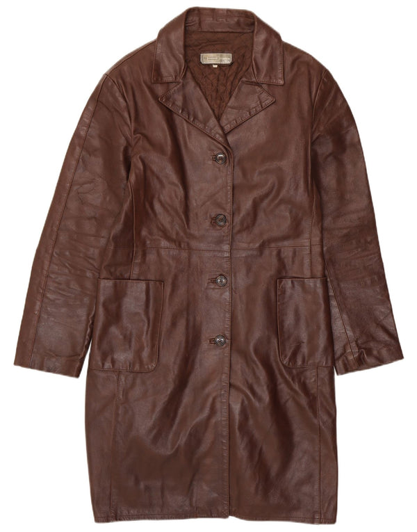 VINTAGE Damen Ledermantel UK 18 XL Braunes Leder