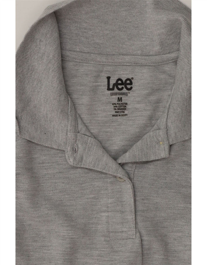 Lee Damen-Poloshirt UK 12 aus mittelgrau gefleckter Baumwolle
