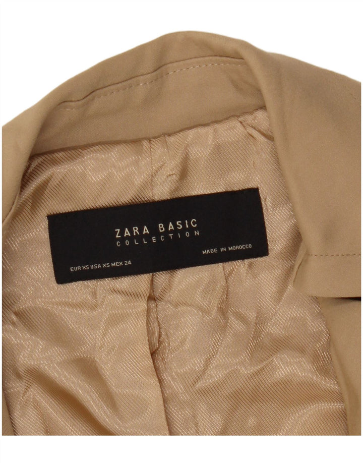 ZARA Damen ärmelloser zweireihiger Mantel UK 6 XS Beige
