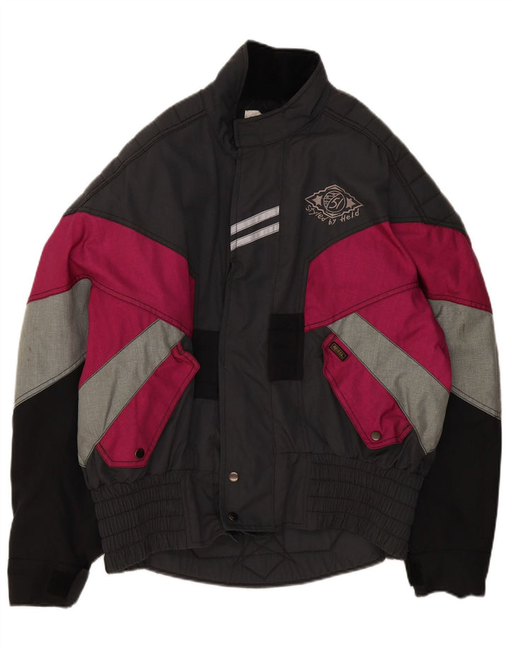Held Herren Racer Jacke UK 40 Large Grau Colourblock Polyamid
