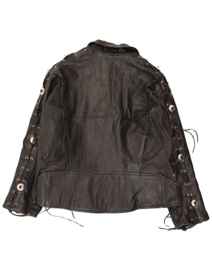 Vintage Herren Leder Bikerjacke Großes schwarzes Leder