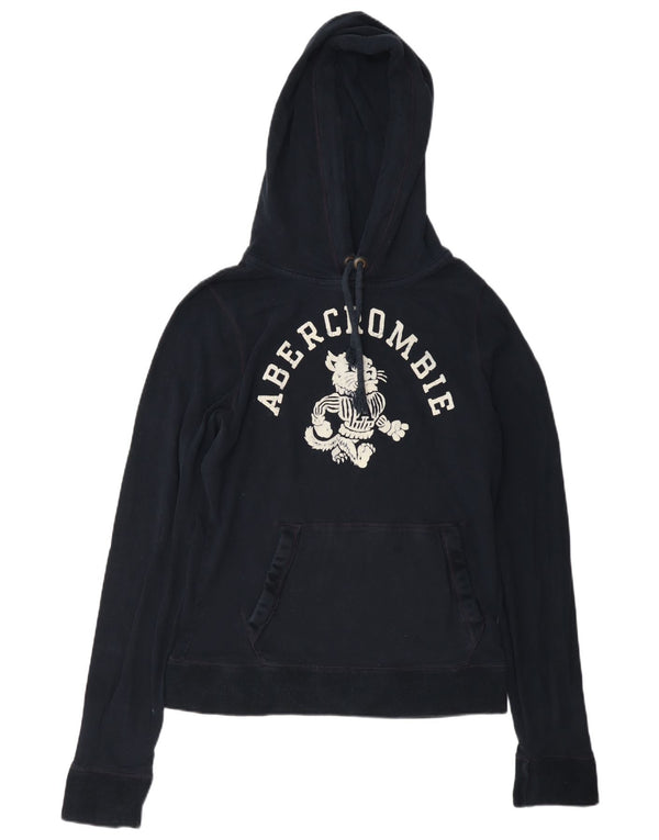 Abercrombie & Fitch Womens Muscle Hoodie Jumper UK 16 Large Navy Blue