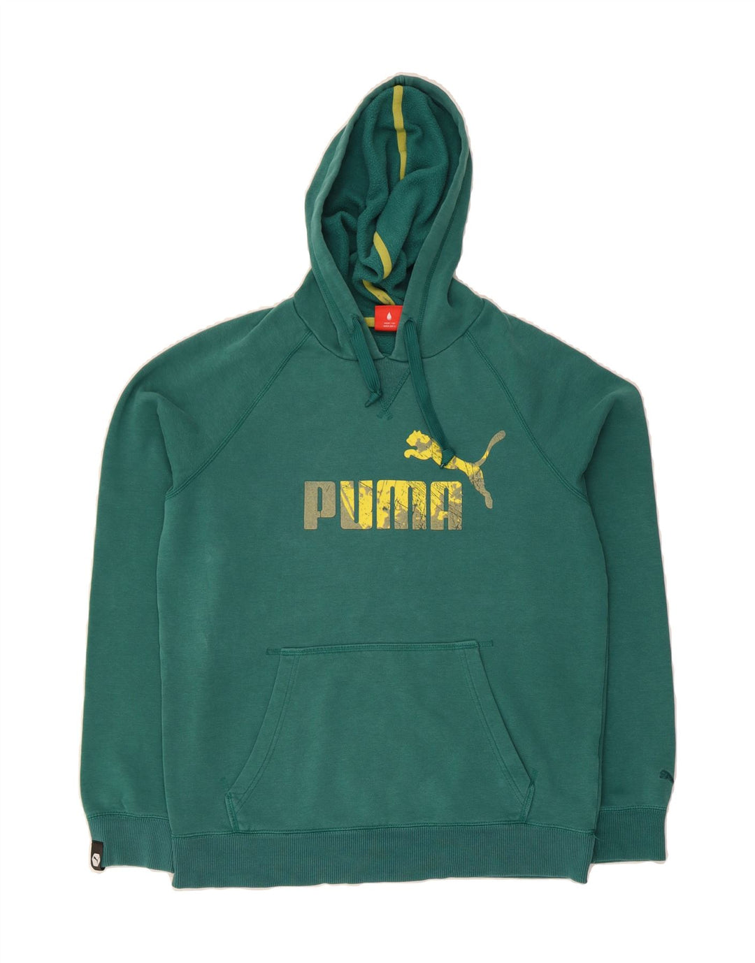 PUMA Mens Graphic Hoodie Jumper Medium Green Cotton Vintage Puma and Second-Hand Puma from Messina Hembry 