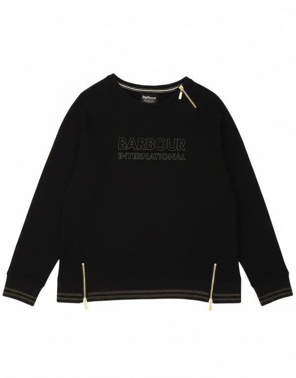 Barbour Damen Grafik-Sweatshirt-Pullover UK 16 Große schwarze Baumwolle