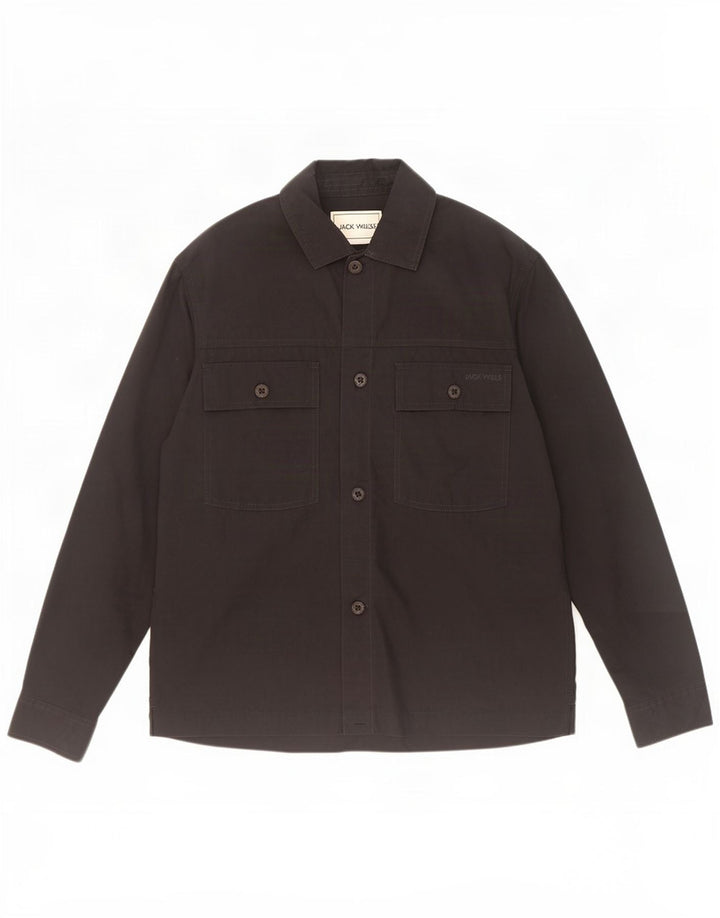 Jack Wills Herren-Overshirt-Hemd, Größe S, schwarze Baumwolle
