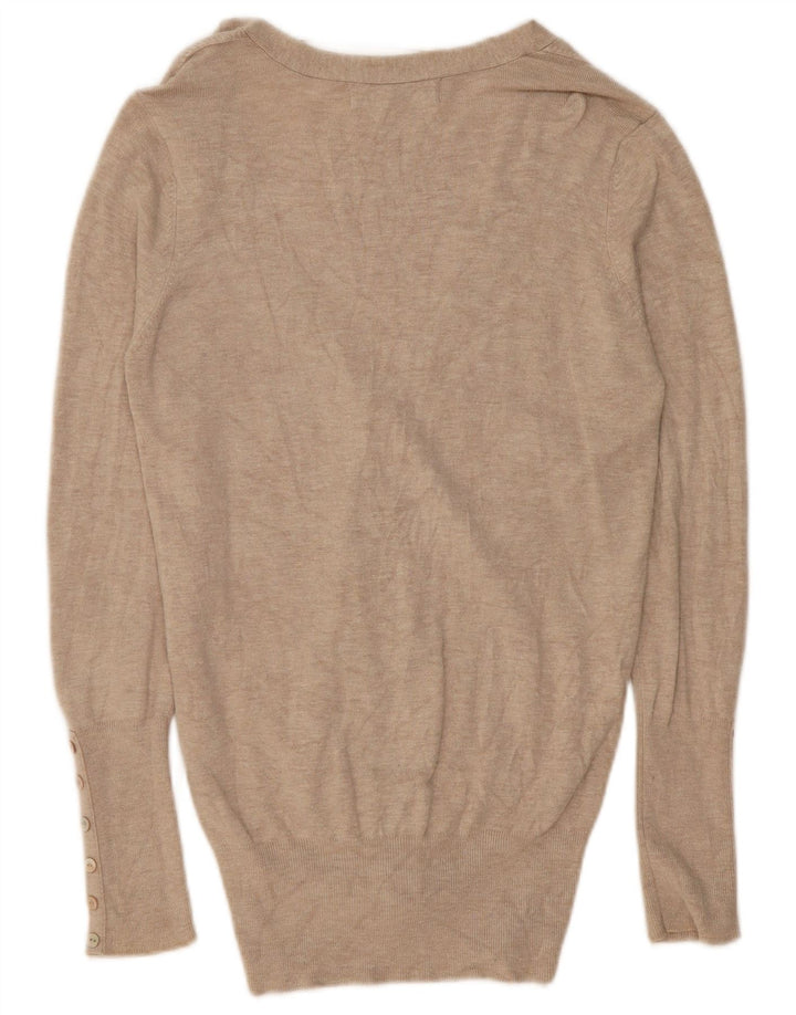 Zara Damen Strickjacke UK 12 Medium Beige Rayon