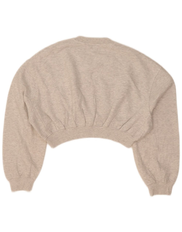 Zara Damen Crop Oversized Sweatshirt Pullover UK 10 Small Grau meliert