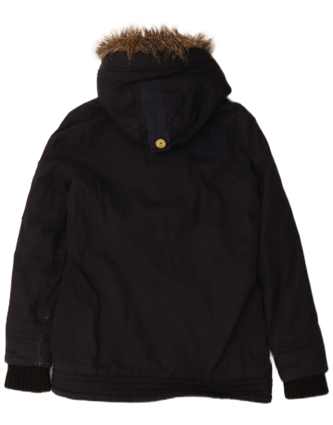 Superdry Damen-Windbreakerjacke mit Kapuze, UK 14, mittelmarineblaue Baumwolle