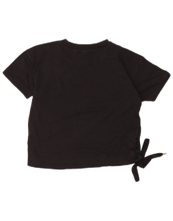 Adidas Damen Crop T-Shirt Top UK 10 Small Schwarz Baumwolle