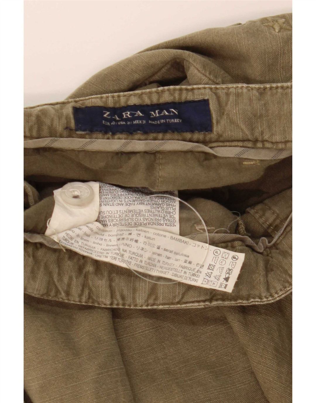 Zara Herren Chinoshorts EU 40 Medium W31 Khaki Baumwolle